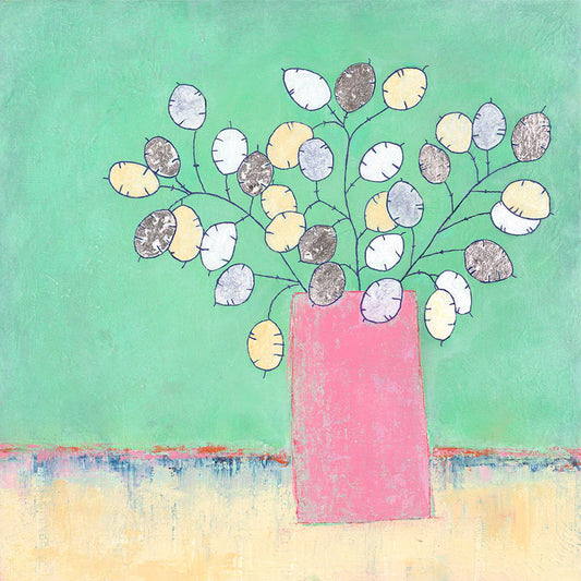 Honesty in a Pink Vase Greetings Card by Amy Christie is available to buy online from the Sanders and Christie Art Gallery in Norfolk.