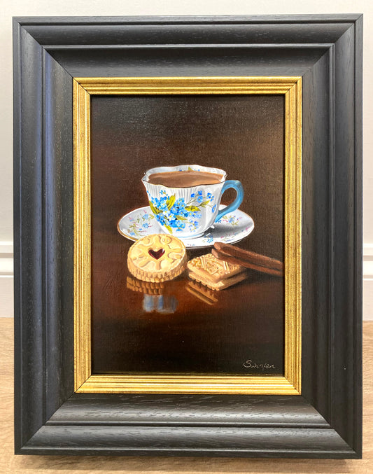 Forget me Not painting by Cate Swinfen at the Sanders and Christie sheringham Art gallery.