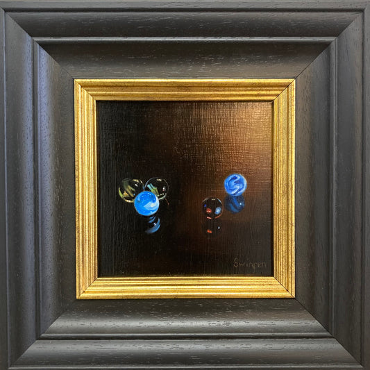Glass Marbles Painting by Cate Swinfen at the Sanders and Christie sheringham Art gallery.