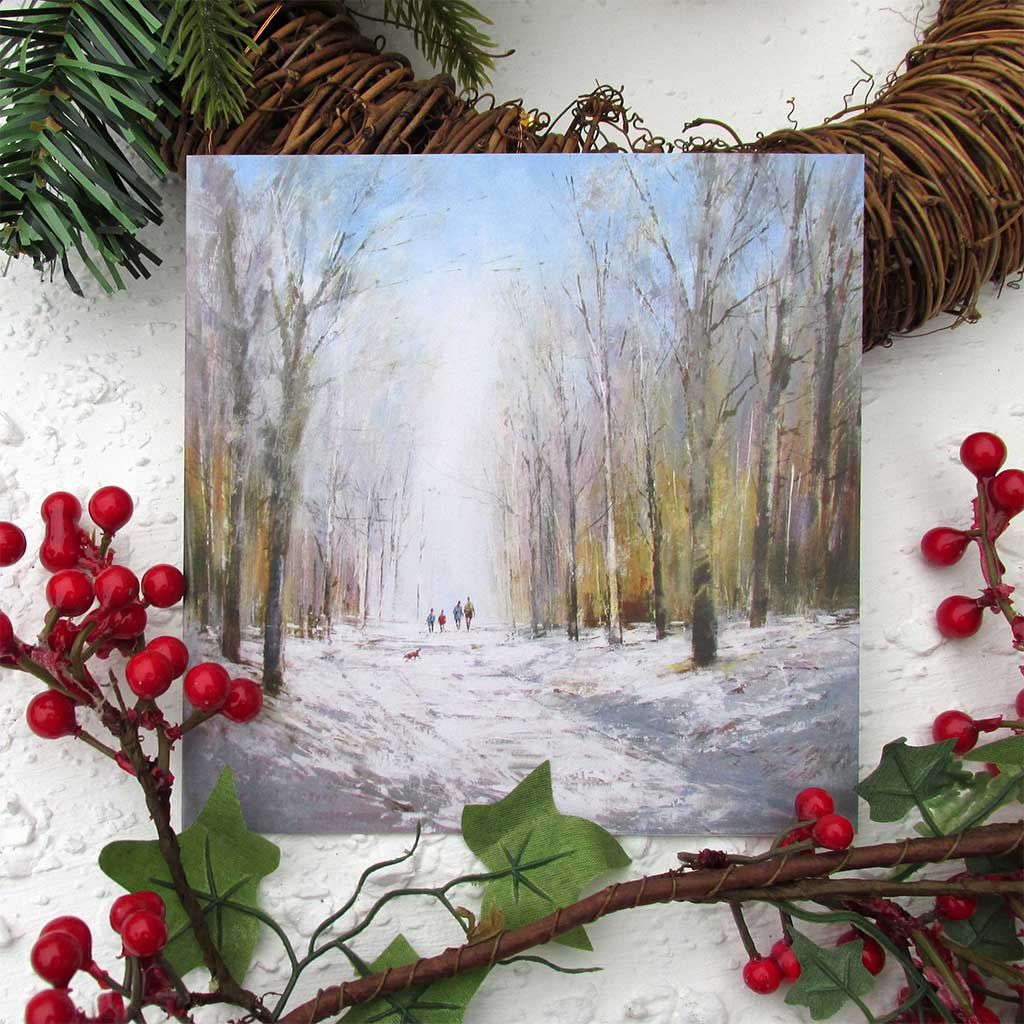 This Snowfall at Felbrigg Greetings Card by Michael Sanders is available to purchase online from the Sanders and Christie Gallery.