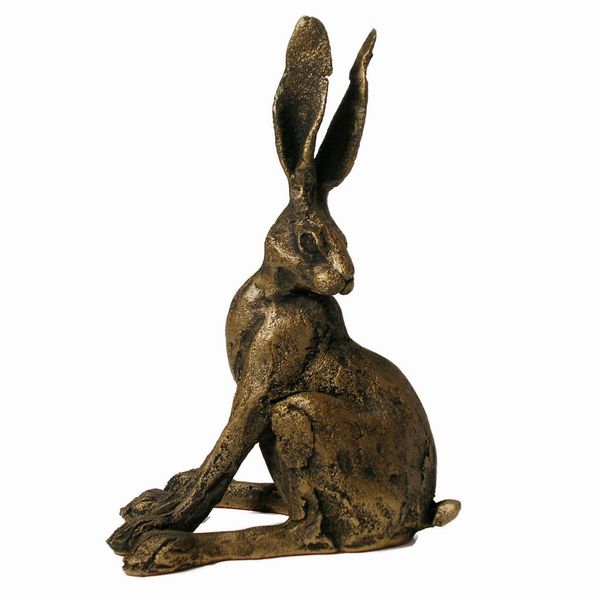 Alert Hare Bronze Sculpture by Unknown