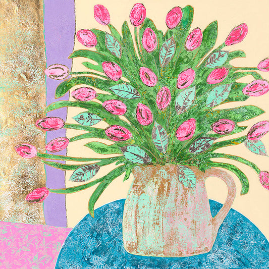 Tulips in Pink & Gold Art Print by Amy Christie