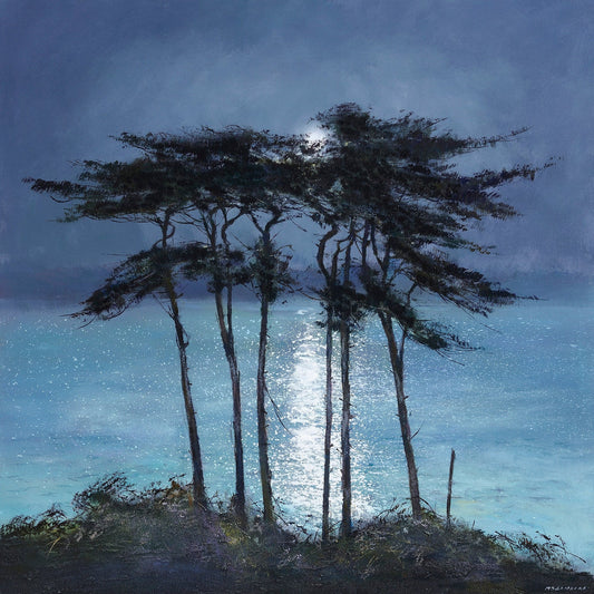 Moonlit Pines Canvas Print by Michael Sanders