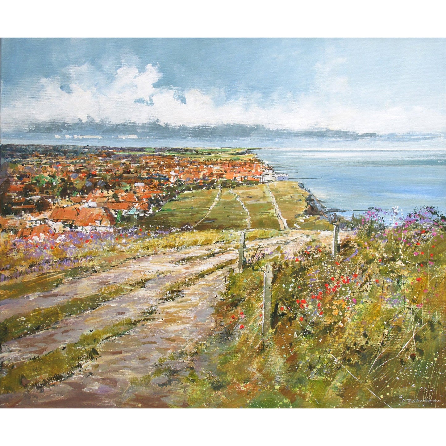 Sheringham from Beeston Bump Canvas Print by Michael Sanders