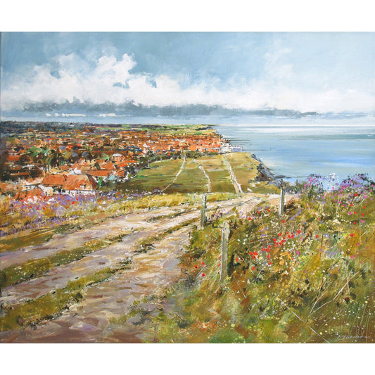 Sheringham from Beeston Bump Canvas Print by Michael Sanders