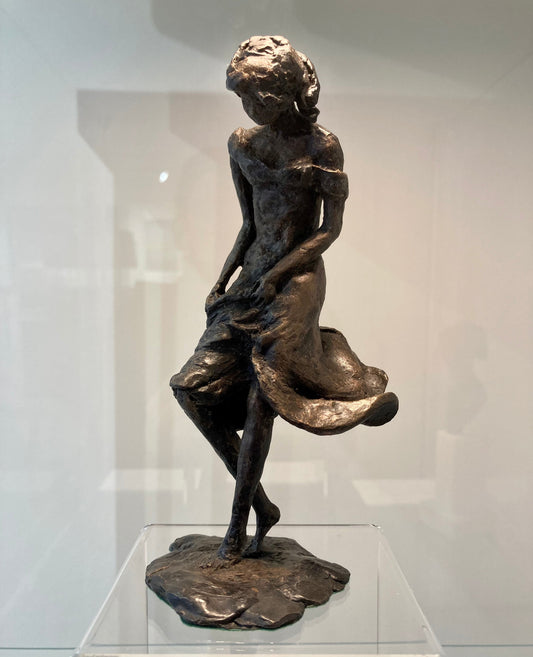 Dipping Her Toes Cold Cast Bronze Sculpture by Susan Ashby