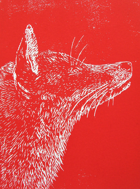Fox Lino Print by Joanna Padfield
