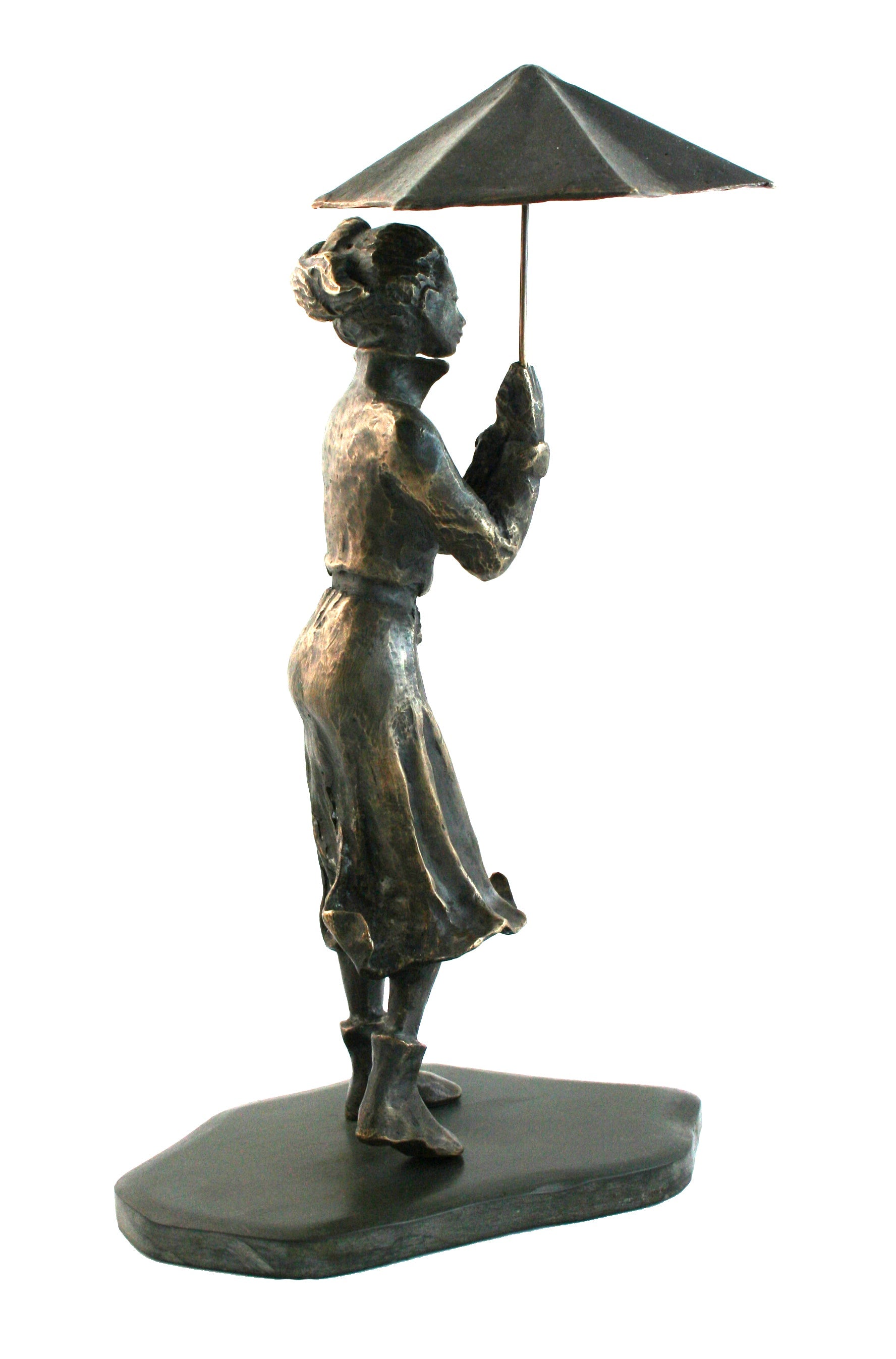 Girl in Galoshes cold cast bronze sculpture by Mitchell House