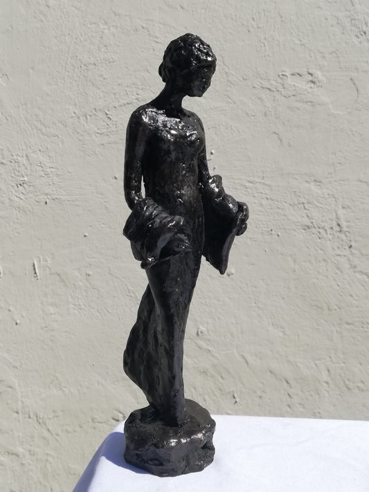 Girl With a Stole Cold Cast Bronze Sculpture by Susan Ashby
