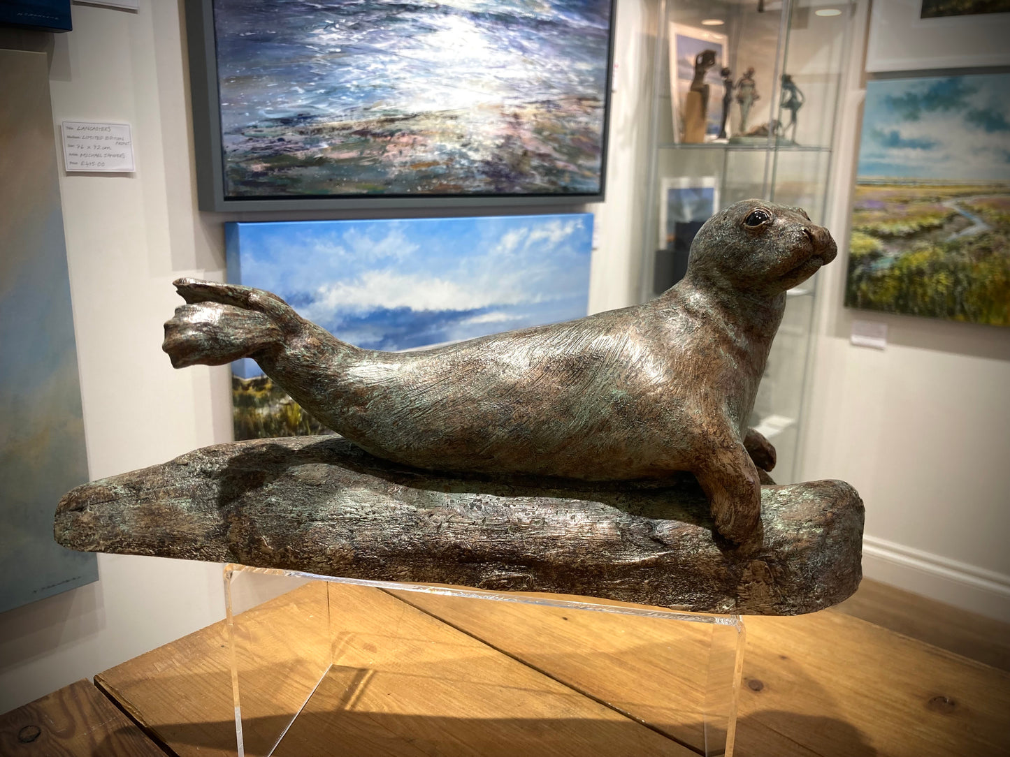 Grey Seal Bronze Sculpture by Perdita Peacock at the Sanders and Christie Gallery in Sheringham.