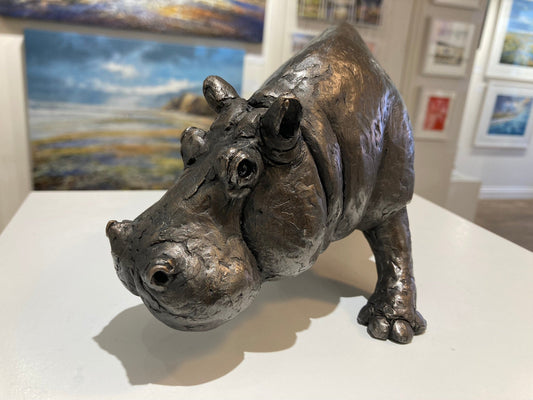 Hippo limited edition cold cast bronze sculpture by Jonathan Sanders
