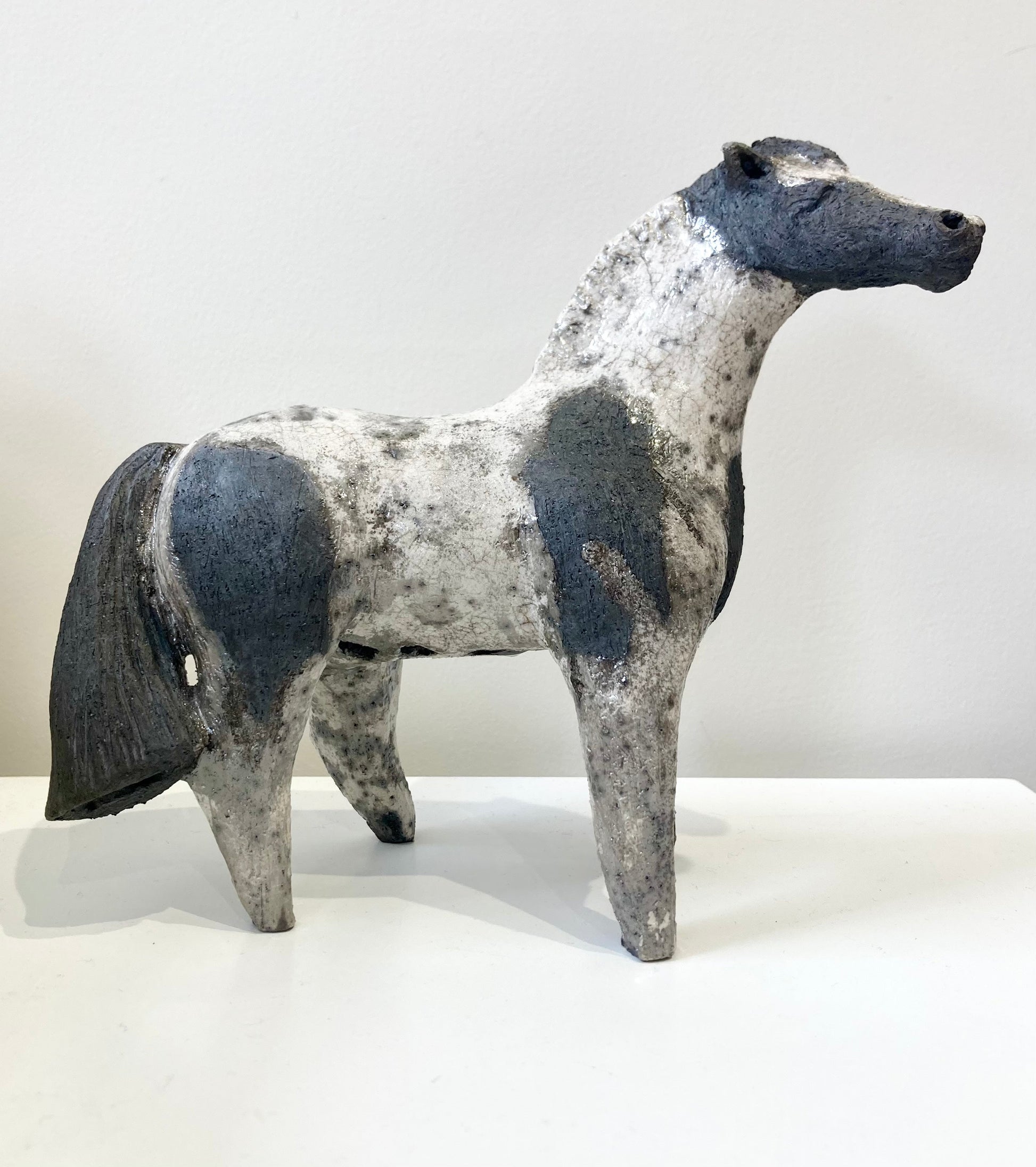 Horse Raku Ceramic Statue by Mary Wyatt
