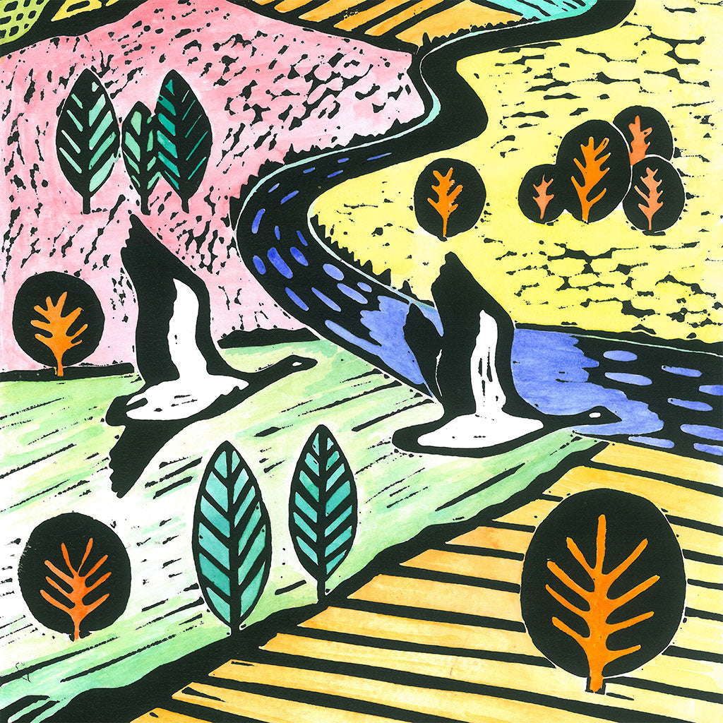 A Canada Geese Greeting Card by Joanna Padfield for sale at the Sanders and Christie Gallery in Sheringham.