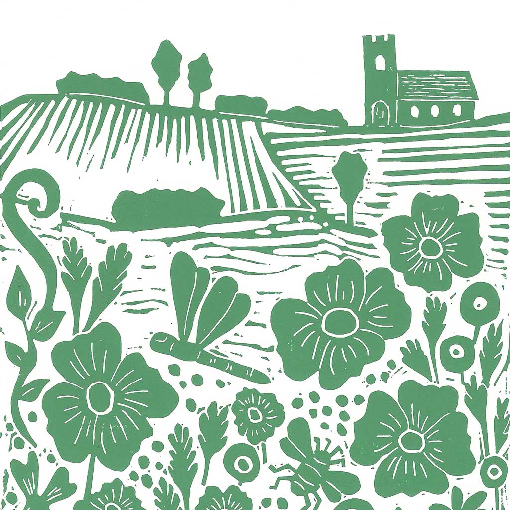 A Summer Meadow Greeting Card by Joanna Padfield for sale at the Sanders and Christie Gallery in Sheringham.