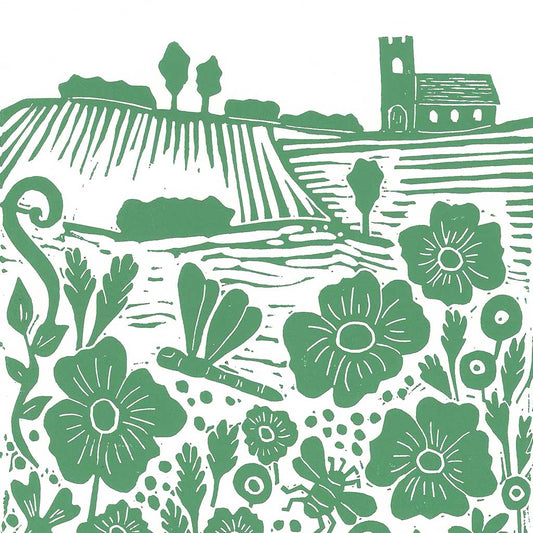 A Summer Meadow Greeting Card by Joanna Padfield for sale at the Sanders and Christie Gallery in Sheringham.
