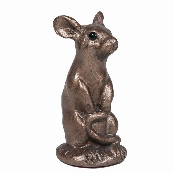 Mouse Sitting Up Bronze Sculpture by Unknown