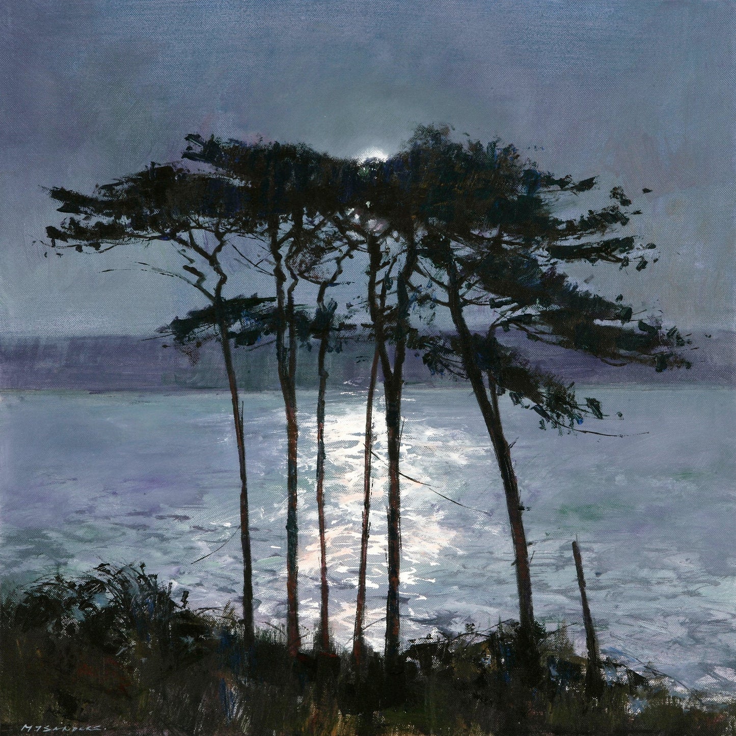 Moonlit Pines Art Print by Michael Sanders
