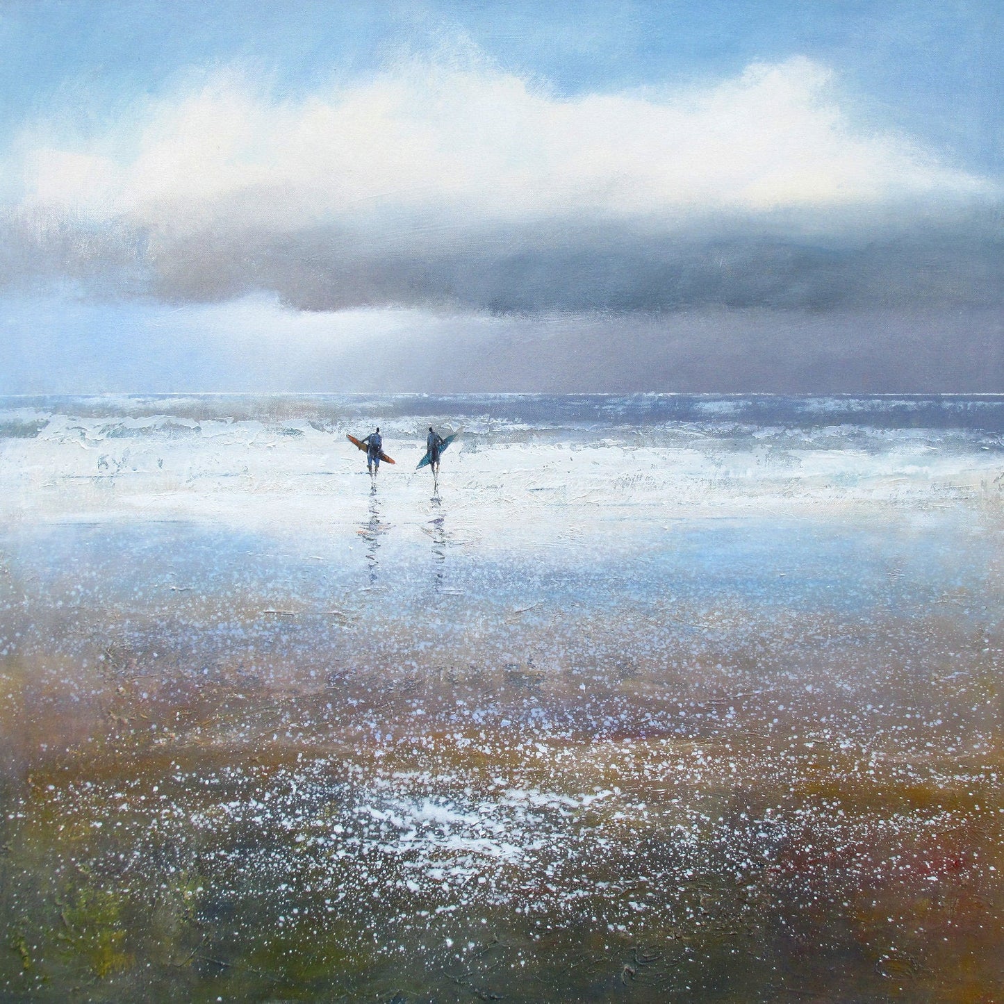 Surfers at Newquay Art Print by Michael Sanders