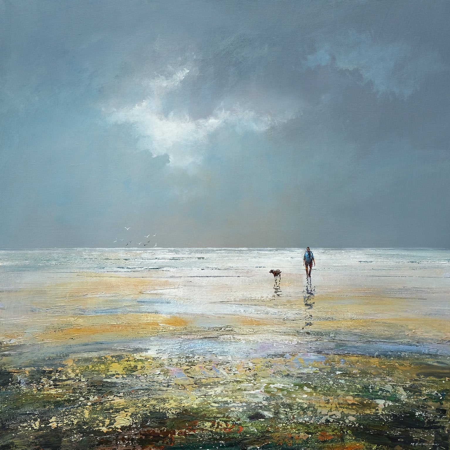 One Man and his Dog Art Print by Michael Sanders