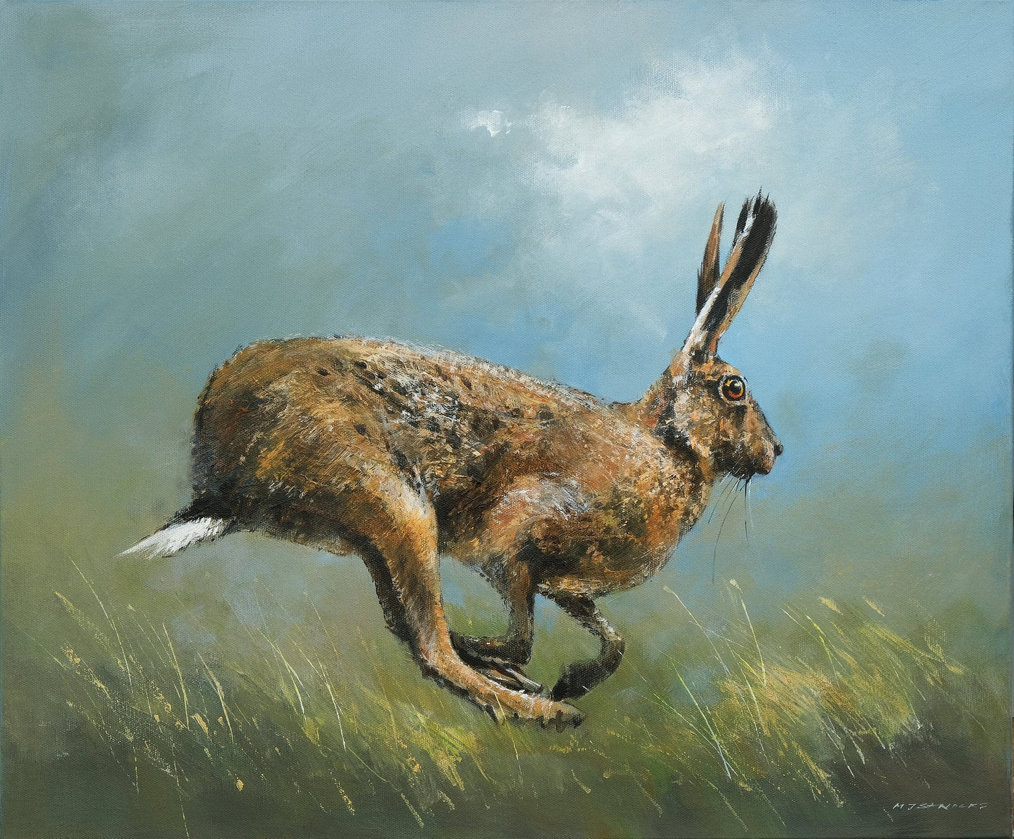 Running Hare Art Print by Michael Sanders