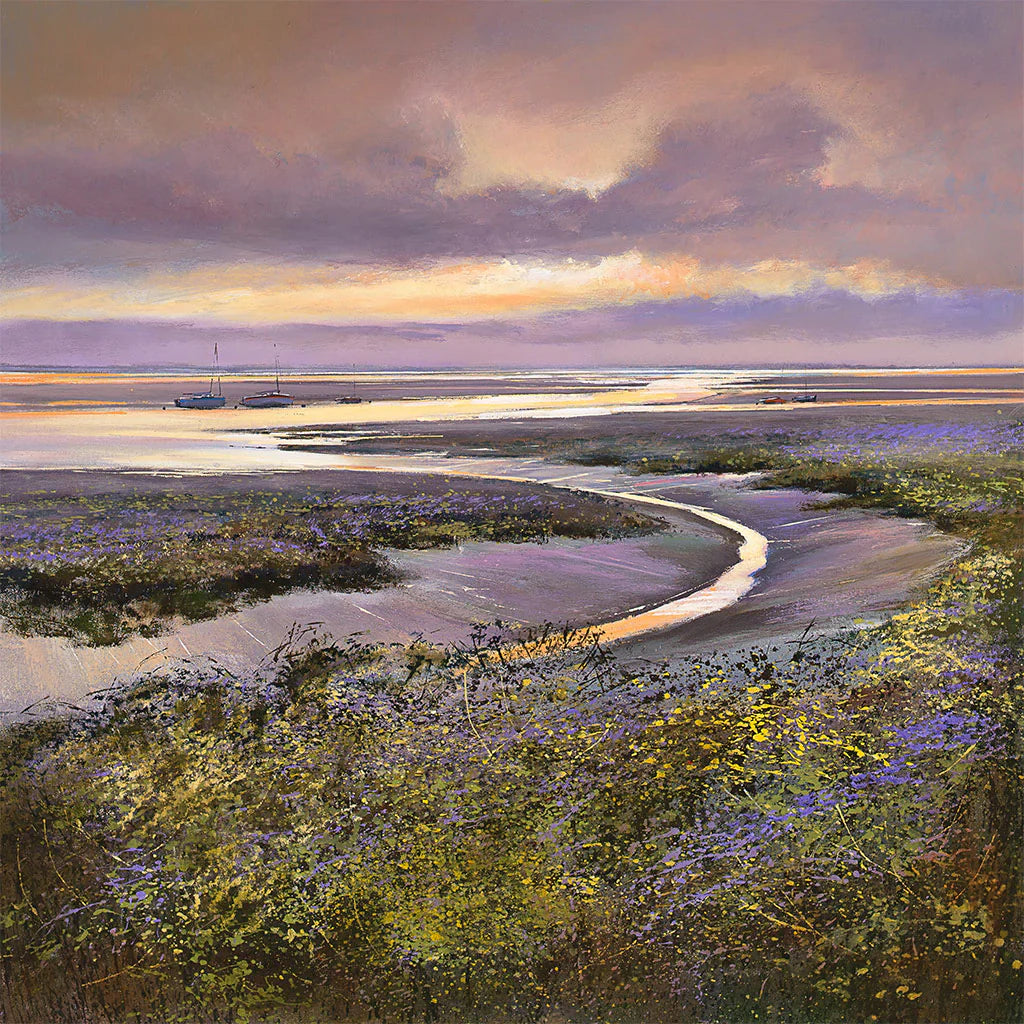 This Dusk at Morston Greetings Card by Michael Sanders is available to purchase online from the Sanders and Christie Gallery.