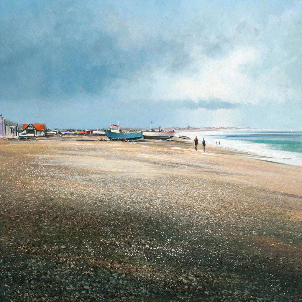 This Towards Thorpeness Greetings Card by Michael Sanders is available to purchase online from the Sanders and Christie Gallery.