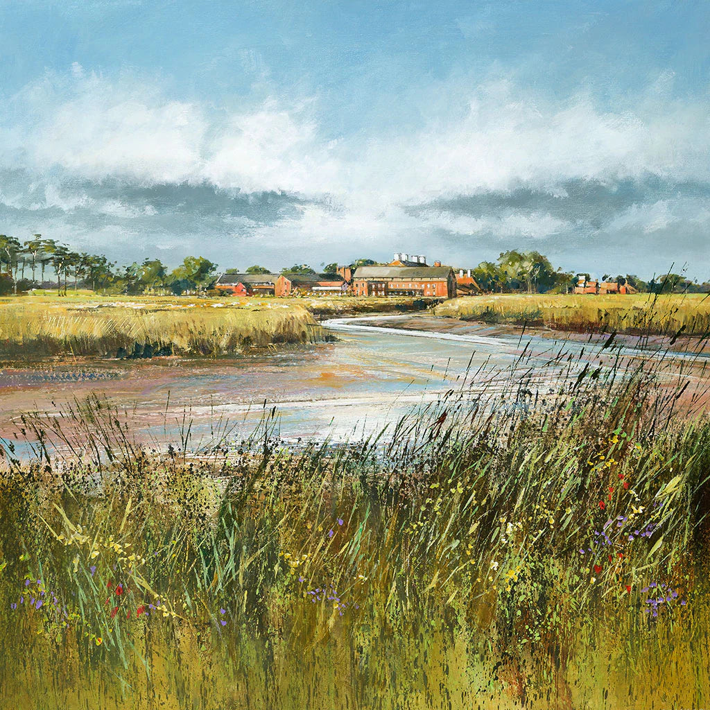 This Snape Maltings Greetings Card by Michael Sanders is available to purchase online from the Sanders and Christie Gallery.