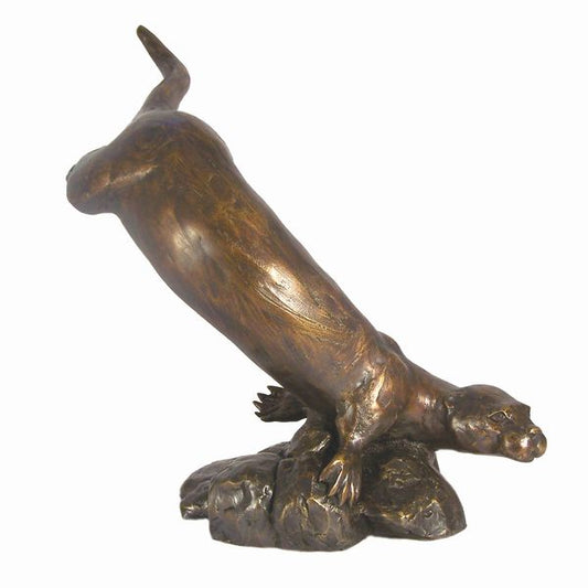 Otter Diving - Large Bronze Sculpture by Paul Jenkins