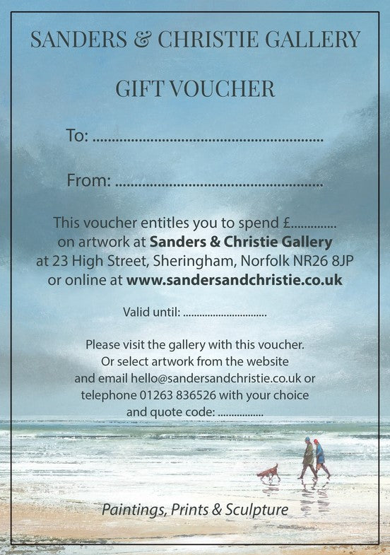 Sanders and Christie Physical gift voucher to use in the art gallery in Sheringham.