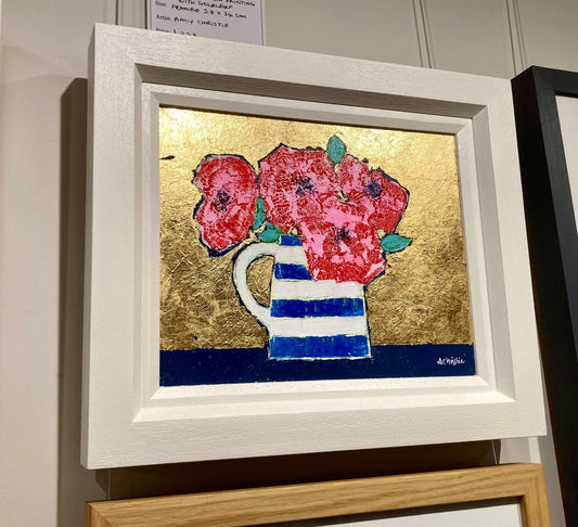 Pink Posy in Cornishware Jug Original Painting by Amy Christie