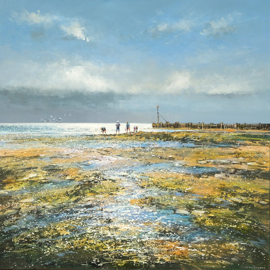 Rockpooling at West Runton Painting by Michael Sanders