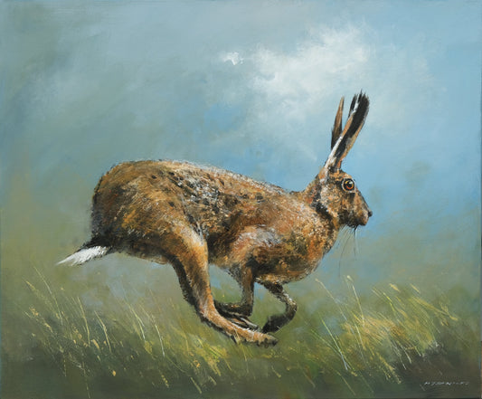 Running Hare Painting by Michael Sanders