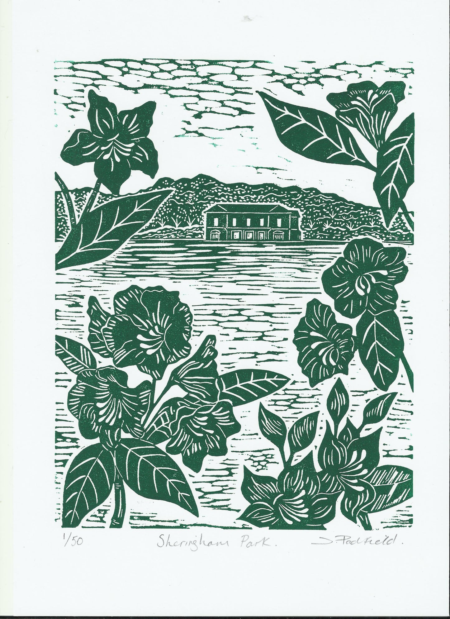Sheringham Park Lino Print by Joanna Padfield