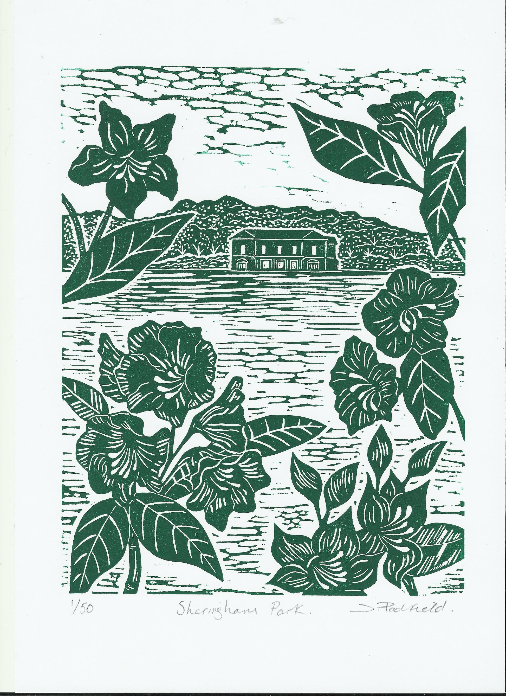 Sheringham Park Lino Print by Joanna Padfield