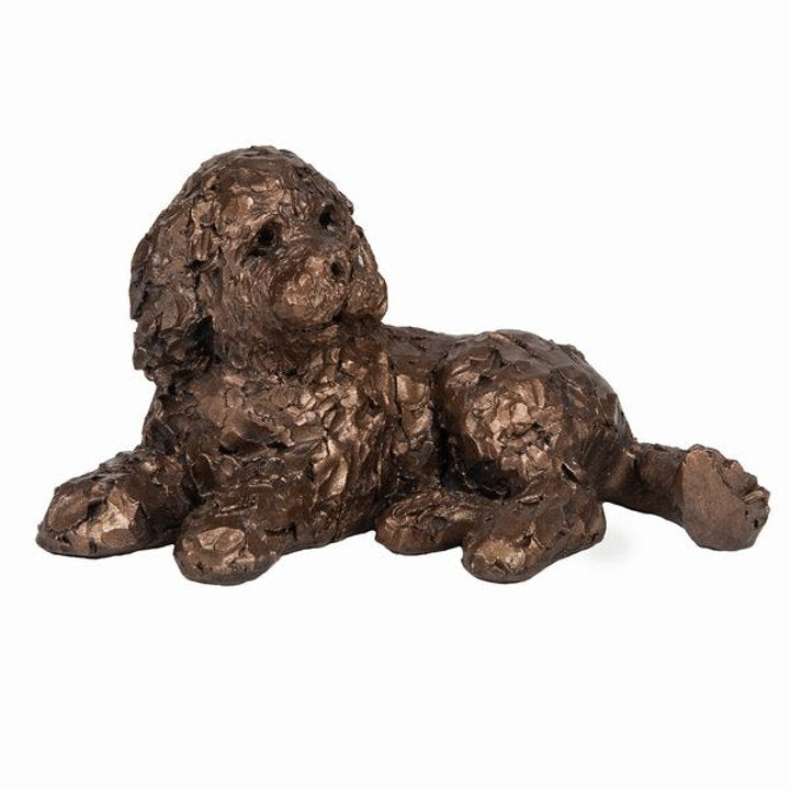 Small Lying Dog Bronze Sculpture by Unknown