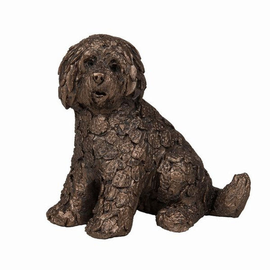 Small Sitting Dog Bronze Sculpture by Unknown