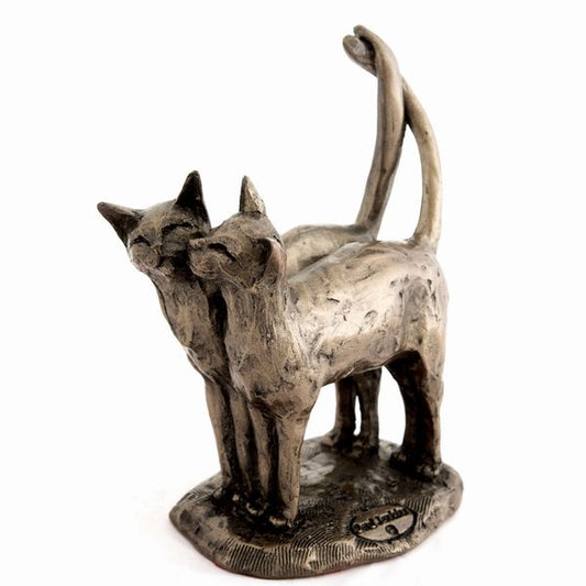 Twos Company cat sculpture Bronze Sculpture by Unknown