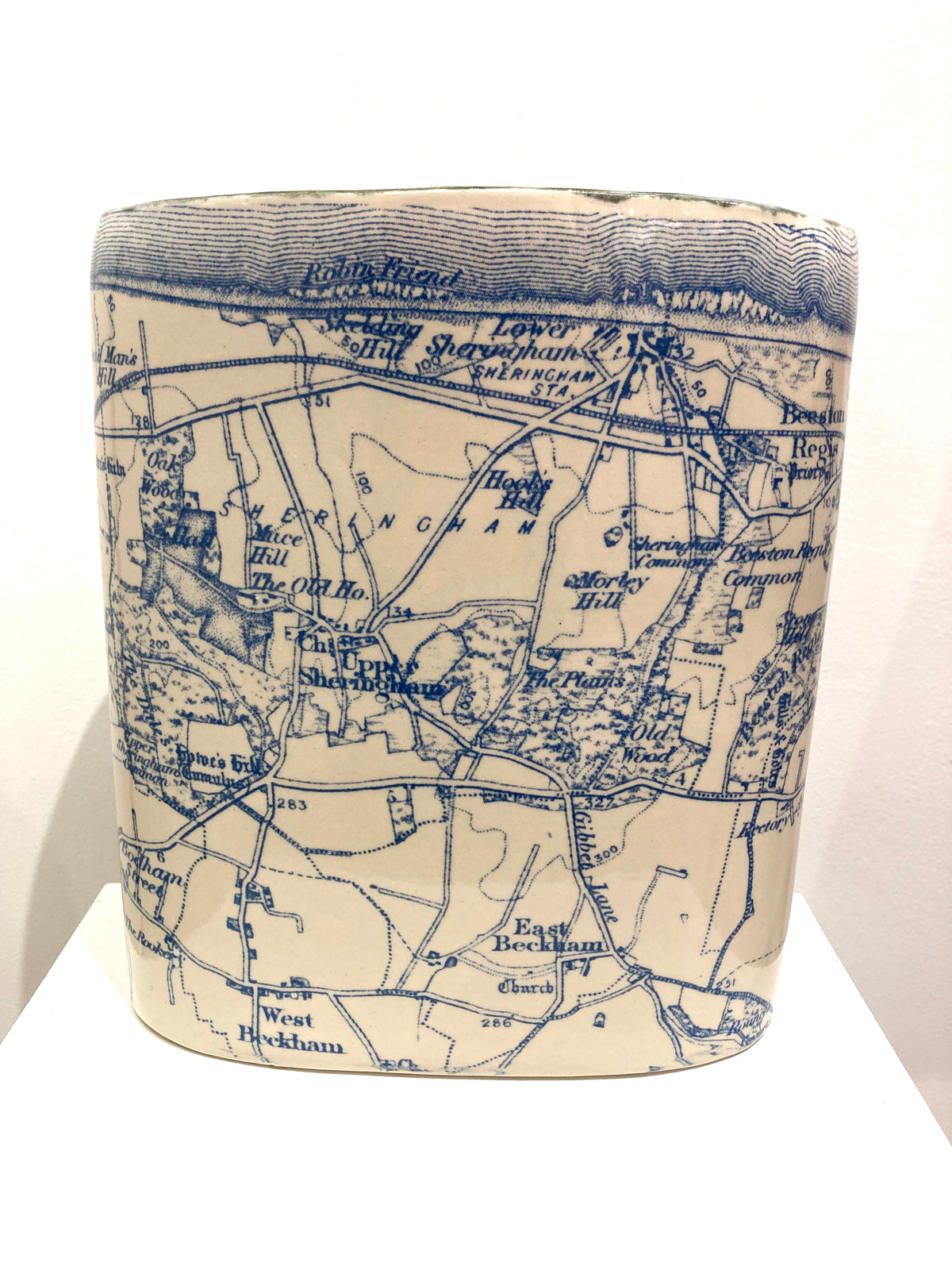 Blue Vintage Sheringham Map Vase