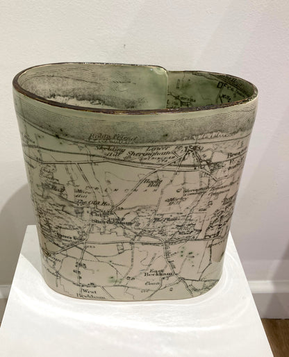 Green Vintage Sheringham Map Vase