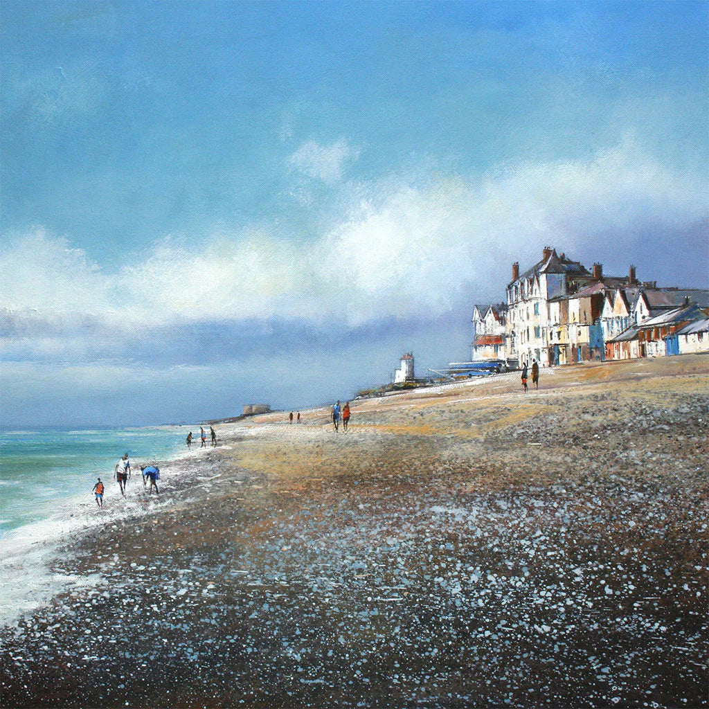 This Summer, Aldeburgh Beach Greetings Card by Michael Sanders is available to purchase online from the Sanders and Christie Gallery. 