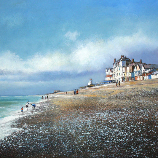This Summer, Aldeburgh Beach Greetings Card by Michael Sanders is available to purchase online from the Sanders and Christie Gallery. 