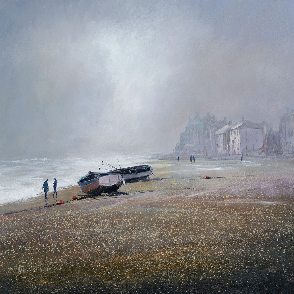 This Misty Morning, Aldeburgh Greetings Card by Michael Sanders is available to purchase online from the Sanders and Christie Gallery. 