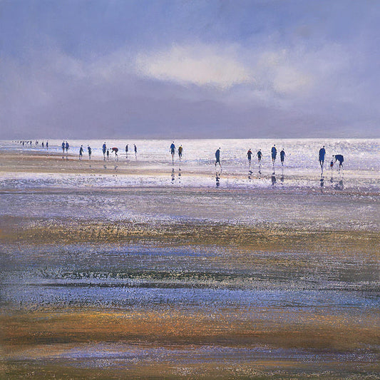 This Shoreline Figures, Hunstanton Greetings Card by Michael Sanders is available to purchase online from the Sanders and Christie Gallery. 