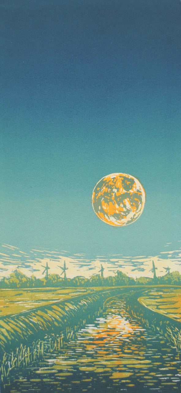 Supermoon Linocut
