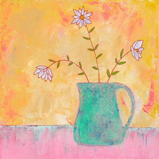 Marguerites in a Green Jug Art Print by Amy Christie