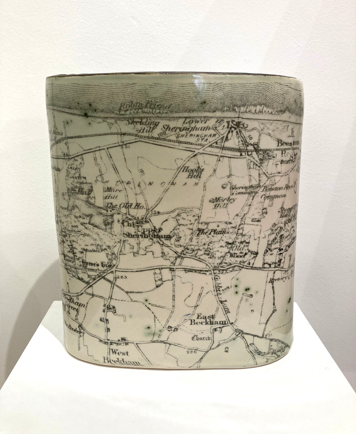 Green Vintage Sheringham Map Vase
