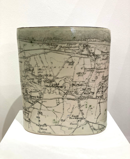 Green Vintage Sheringham Map Vase
