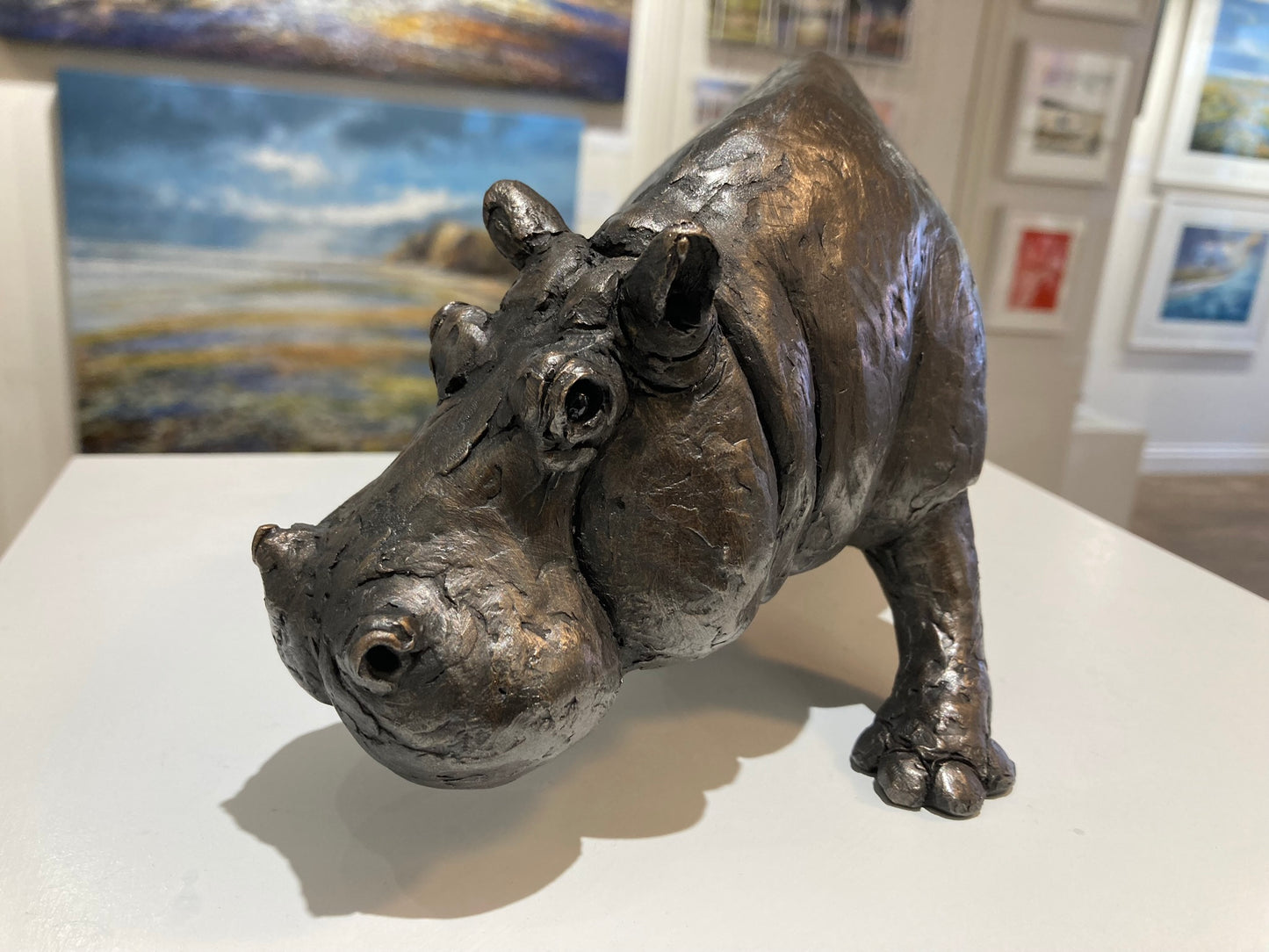 Hippo limited edition cold cast bronze sculpture - bronze