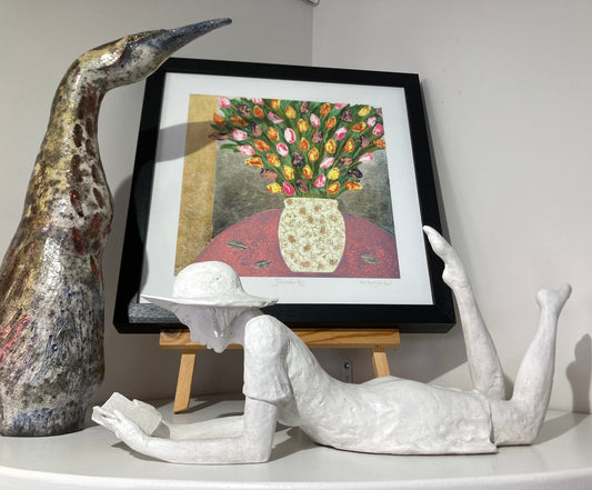 Reading Girl in a Hat - cast Carrara marble