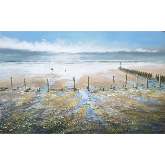 A Walk on Sheringham Beach Art Print by Michael Sanders